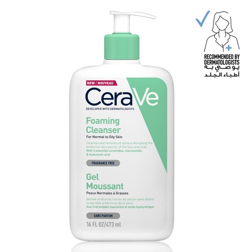 Cerave Foaming Cleanser for Normal to Oily Skin with Hyaluronic Acid 473 ml